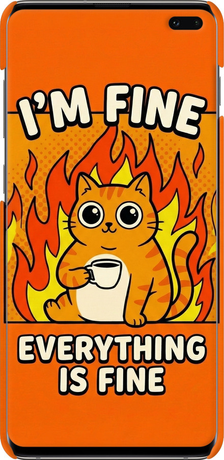 3D пластиковий матовий чехол Funny Cat для Samsung Galaxy S10 Plus - 6786m-1649 изображение 