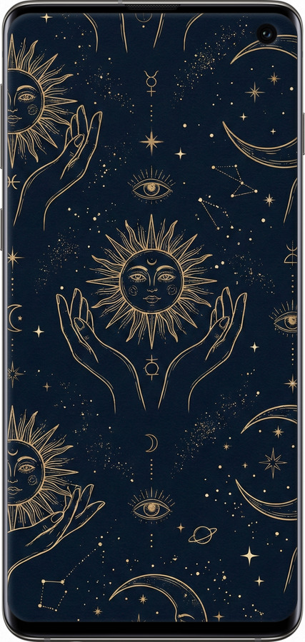 TPU чехол Celestial Harmony: Sun & Moon Gold Mystic Pattern для Samsung Galaxy S10 - 6778b-1640 изображение 