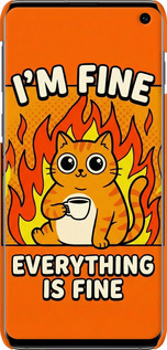 3D пластиковый матовый чехол Funny Cat для Samsung Galaxy S10 - 6786m-1640 изображение 