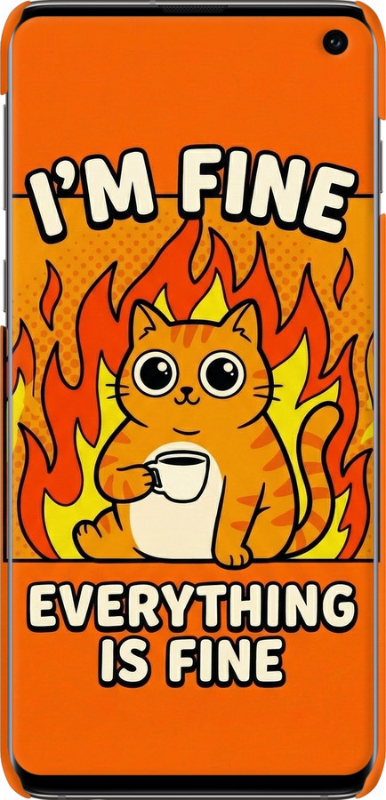 3D пластиковый матовый чехол Funny Cat для Samsung Galaxy S10 - 6786m-1640 изображение 