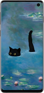 2D пластиковий чехол Із зображенням кота та водяної лілії Monet для Samsung Galaxy S10 - 6519t-1640 изображение 