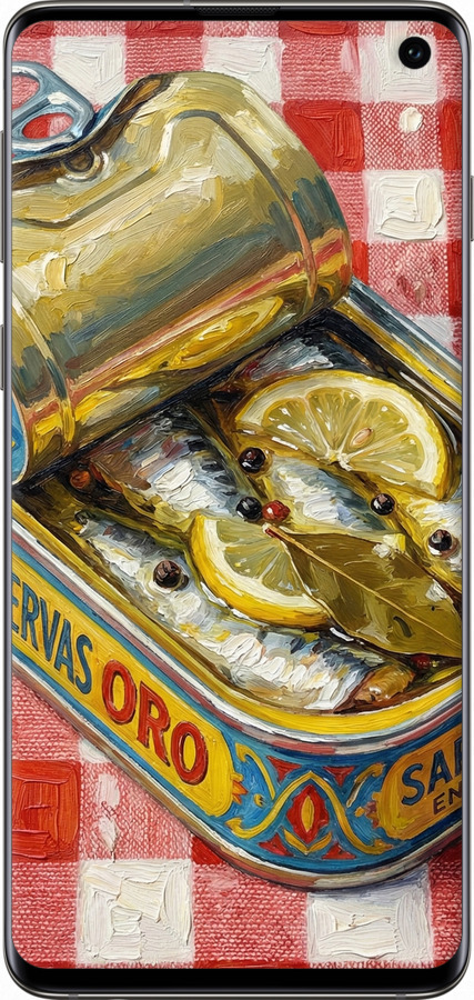 Силиконовый чехол Vintage Sardine Tin Phone для Samsung Galaxy S10 - 6772u-1640 изображение 