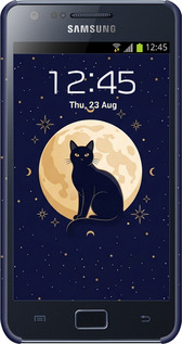 3D пластиковий матовий чехол Cute Cat Celestial/Witchy для Samsung Galaxy S2 i9100 - 6787m-14 изображение 