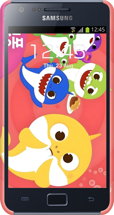 3D пластиковий глянцевий чехол Бейби Шаркс для Samsung Galaxy S2 i9100 - 6305c-14 изображение 