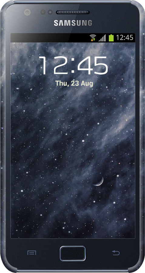3D пластиковый глянцевый чехол Голубые облака, Голубая луна для Samsung Galaxy S2 i9100 - 6398c-14 изображение 