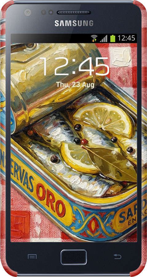 3D пластиковый матовый чехол Vintage Sardine Tin Phone для Samsung Galaxy S2 i9100 - 6772m-14 изображение 