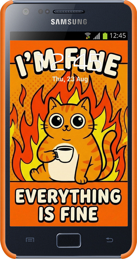 3D пластиковий матовий чехол Funny Cat для Samsung Galaxy S2 i9100 - 6786m-14 изображение 