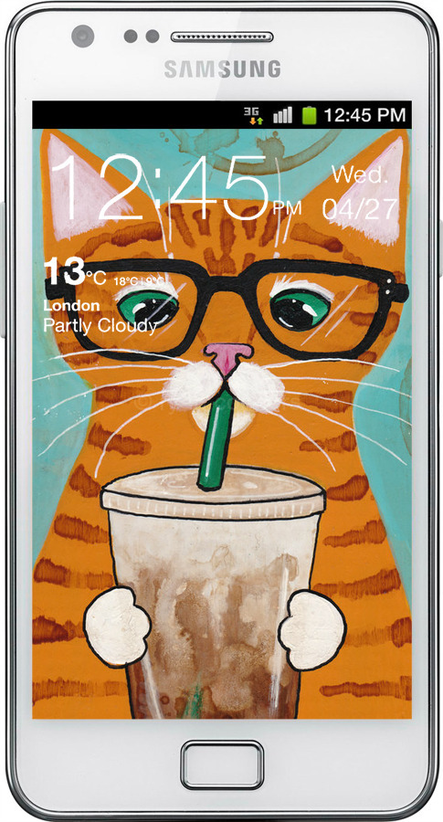 Силіконовий чехол Зеленоокий кіт в окулярах для Samsung Galaxy S2 Plus i9105 - 4054u-71 изображение 