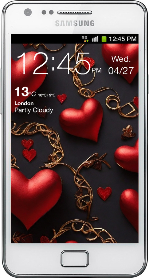Силиконовый чехол Сердечки для Samsung Galaxy S2 i9100 - 5831u-14 изображение 