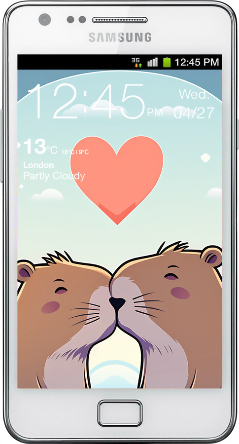 Силиконовый чехол Капибара любовь для Samsung Galaxy S2 i9100 - 6027u-14 изображение 