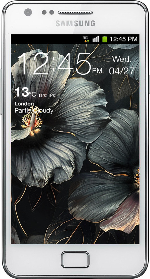 Силиконовый чехол Черные цветы для Samsung Galaxy S2 i9100 - 6031u-14 изображение 