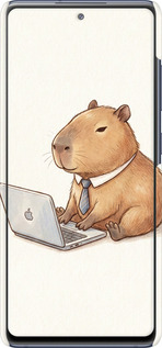 3D пластиковый матовый чехол Funny Capybara CEO Working для Samsung Galaxy S20 FE G780F - 6777m-2075 изображение 