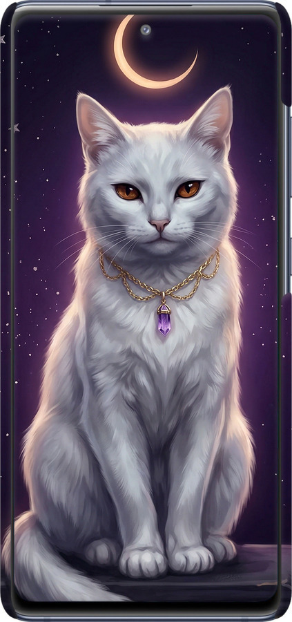 3D пластиковий матовий чехол Mystic White Cat Gothic Dark Purple Gold для Samsung Galaxy S20 FE G780F - 6805m-2075 изображение 