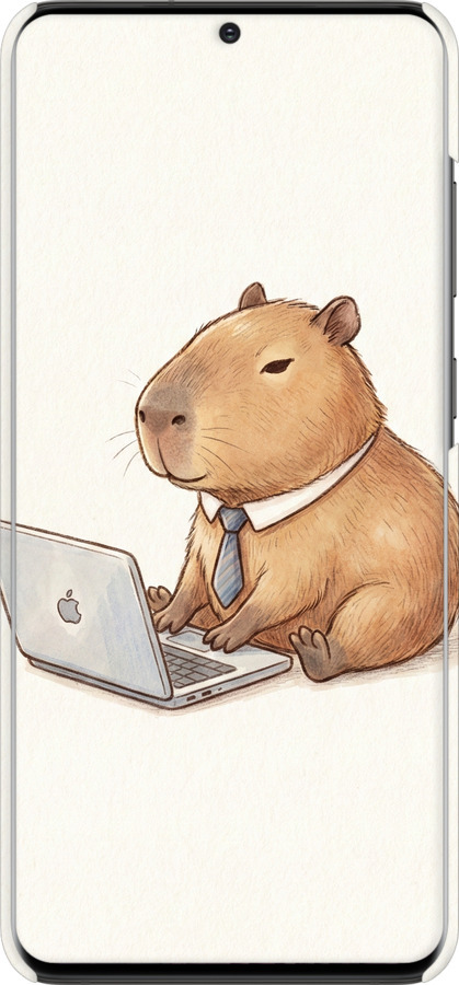 3D пластиковый матовый чехол Funny Capybara CEO Working для Samsung Galaxy S20 Plus - 6777m-1822 изображение 