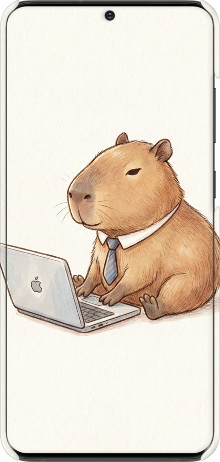 3D пластиковый матовый чехол Funny Capybara CEO Working для Samsung Galaxy S20 Ultra - 6777m-1831 изображение 