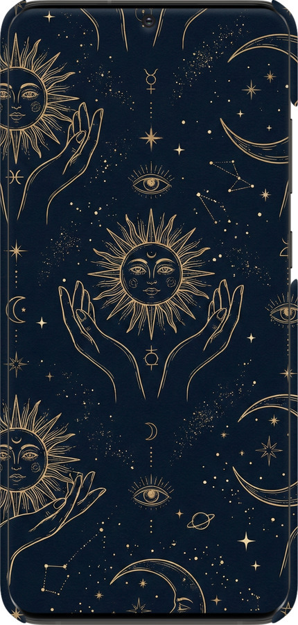 3D пластиковый матовый чехол Celestial Harmony: Sun & Moon Gold Mystic Pattern для Samsung Galaxy S20 Ultra - 6778m-1831 изображение 