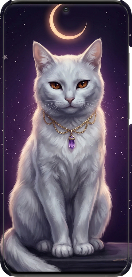 3D пластиковый матовый чехол Mystic White Cat Gothic Dark Purple Gold для Samsung Galaxy S20 Ultra - 6805m-1831 изображение 