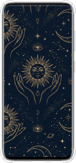 Силикон с усиленными углами чехол Celestial Harmony: Sun & Moon Gold Mystic Pattern для Samsung Galaxy S20 - 6778sp-1824 изображение 