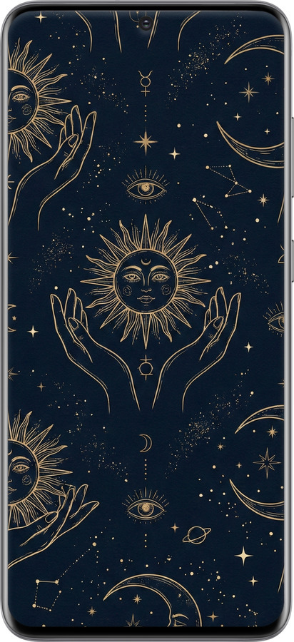 2D пластиковый чехол Celestial Harmony: Sun & Moon Gold Mystic Pattern для Samsung Galaxy S20 - 6778t-1824 изображение 