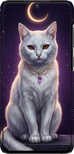 3D пластиковий матовий чехол Mystic White Cat Gothic Dark Purple Gold для Samsung Galaxy S21 FE - 6805m-2302 изображение 