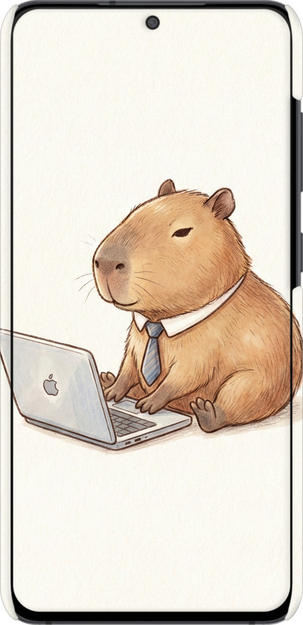 3D пластиковий матовий чехол Funny Capybara CEO Working для Samsung Galaxy S21 FE - 6777m-2302 изображение 