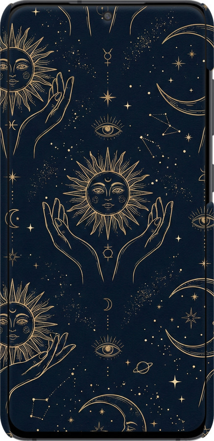 3D пластиковый матовый чехол Celestial Harmony: Sun & Moon Gold Mystic Pattern для Samsung Galaxy S21 FE - 6778m-2302 изображение 