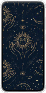 Силикон с усиленными углами чехол Celestial Harmony: Sun & Moon Gold Mystic Pattern для Samsung Galaxy S21 FE - 6778sp-2302 изображение 