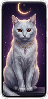 Силикон с усиленными углами чехол Mystic White Cat Gothic Dark Purple Gold для Samsung Galaxy S21 FE - 6805sp-2302 изображение 