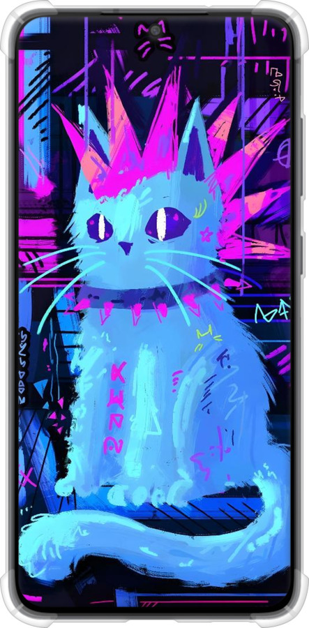Силикон с усиленными углами чехол Кот панк для Samsung Galaxy S21 FE - 6311sp-2302 изображение 