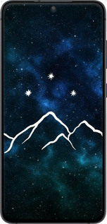 Силиконовый чехол Горы и звезды нарисованы на фоне галактики для Samsung Galaxy S21 FE - 6490u-2302 изображение 