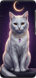 3D пластиковый матовый чехол Mystic White Cat Gothic Dark Purple Gold для Samsung Galaxy S21 Plus - 6805m-2115 изображение 