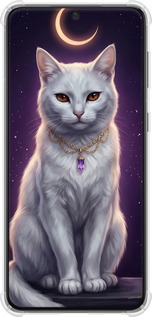 Силикон с усиленными углами чехол Mystic White Cat Gothic Dark Purple Gold для Samsung Galaxy S21 Plus - 6805sp-2115 изображение 