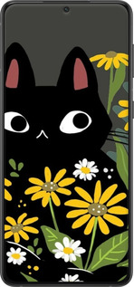 2D пластиковый чехол Черный кот с цветами для Samsung Galaxy S21 Plus - 6448t-2115 изображение 