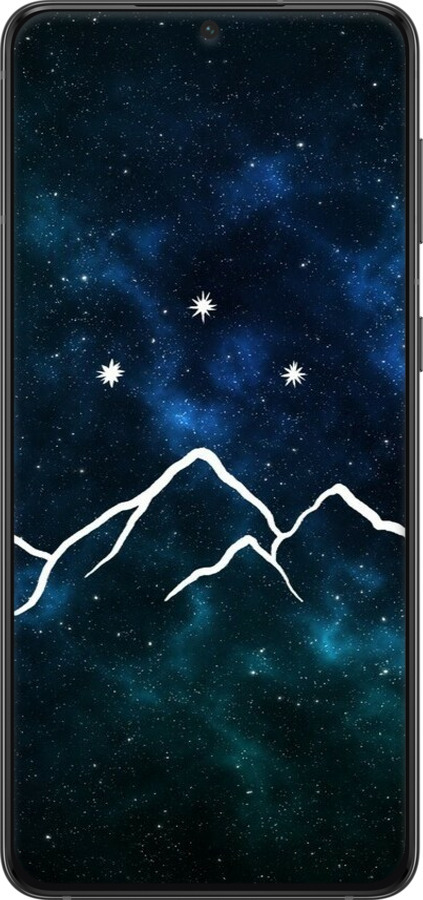 Силиконовый чехол Горы и звезды нарисованы на фоне галактики для Samsung Galaxy S21 Plus - 6490u-2115 изображение 