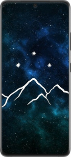 TPU чехол Горы и звезды нарисованы на фоне галактики для Samsung Galaxy S21 Ultra (5G) - 6490b-2116 изображение 