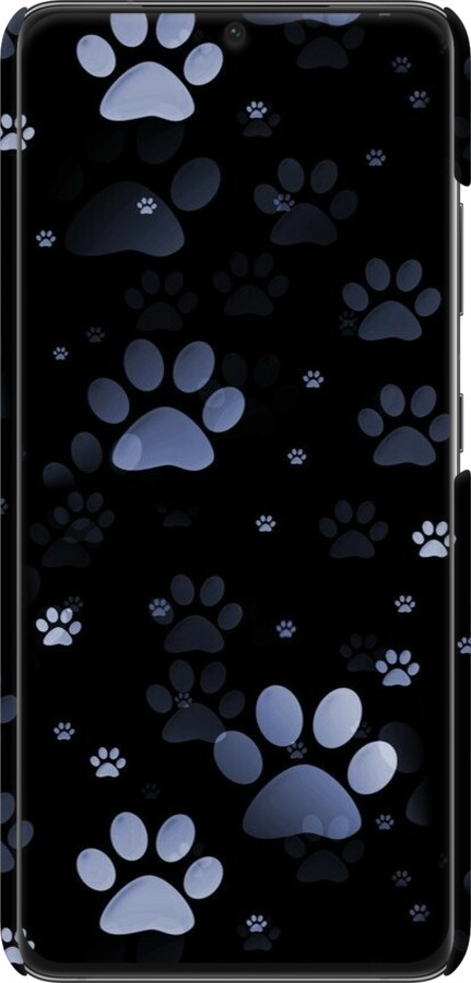 3D пластиковый матовый чехол С синими отпечатками лап для Samsung Galaxy S21 Ultra (5G) - 6441m-2116 изображение 