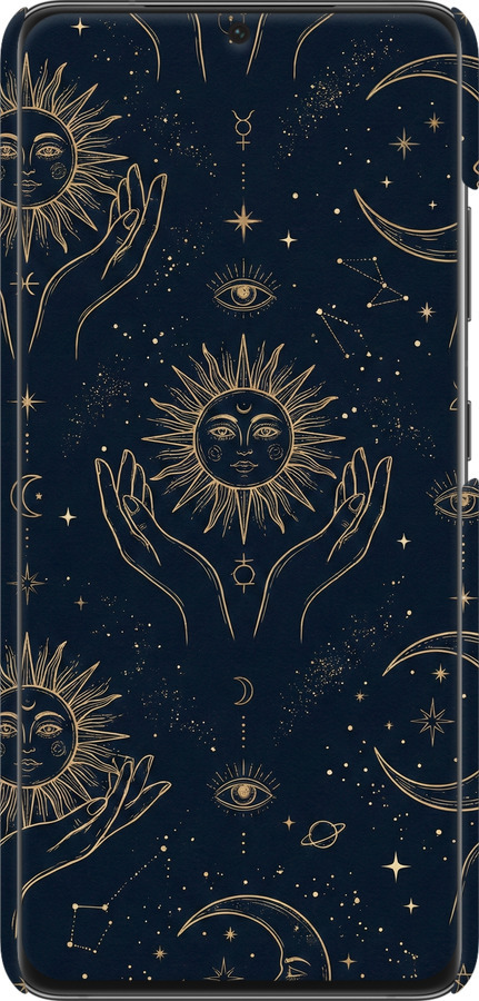 3D пластиковый матовый чехол Celestial Harmony: Sun & Moon Gold Mystic Pattern для Samsung Galaxy S21 Ultra (5G) - 6778m-2116 изображение 