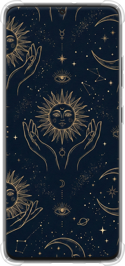 Силикон с усиленными углами чехол Celestial Harmony: Sun & Moon Gold Mystic Pattern для Samsung Galaxy S21 Ultra (5G) - 6778sp-2116 изображение 