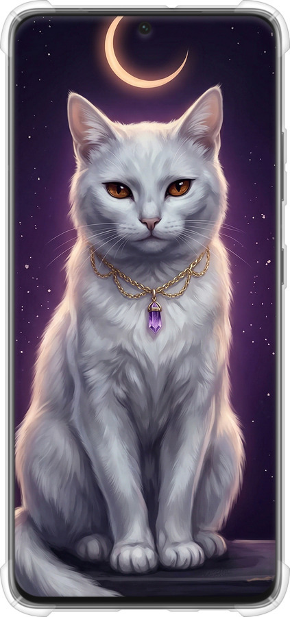 Силикон с усиленными углами чехол Mystic White Cat Gothic Dark Purple Gold для Samsung Galaxy S21 Ultra (5G) - 6805sp-2116 изображение 