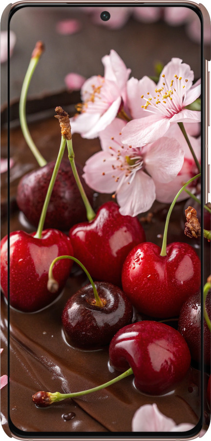 3D пластиковый матовый чехол Вишня в шоколаде для Samsung Galaxy S21 - 6698m-2114 изображение 
