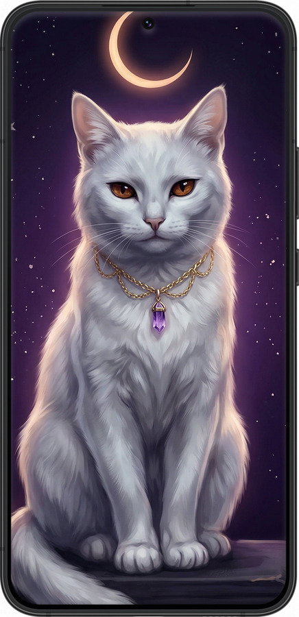TPU чехол Mystic White Cat Gothic Dark Purple Gold для Samsung Galaxy S22 Plus - 6805b-2495 изображение 