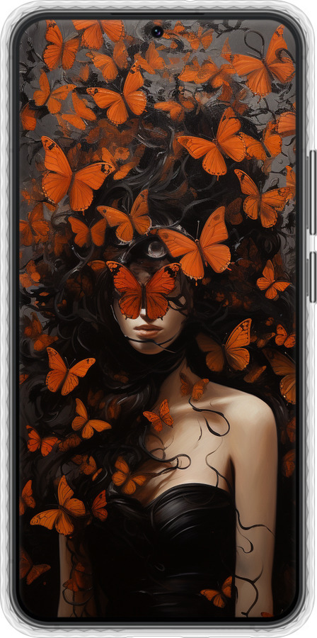 Чохол Bumper чехол Дівчина з помаранчевими метеликами для Samsung Galaxy S22 Plus - 5941pc-2495 изображение 