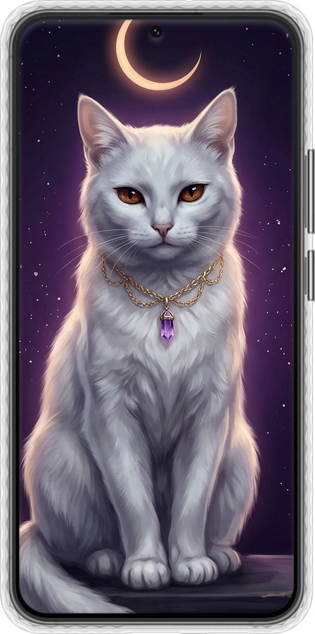 Чехол Bumper чехол Mystic White Cat Gothic Dark Purple Gold для Samsung Galaxy S22 Plus - 6805pc-2495 изображение 