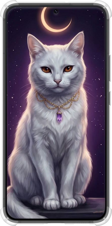 Силикон с усиленными углами чехол Mystic White Cat Gothic Dark Purple Gold для Samsung Galaxy S22 Plus - 6805sp-2495 изображение 