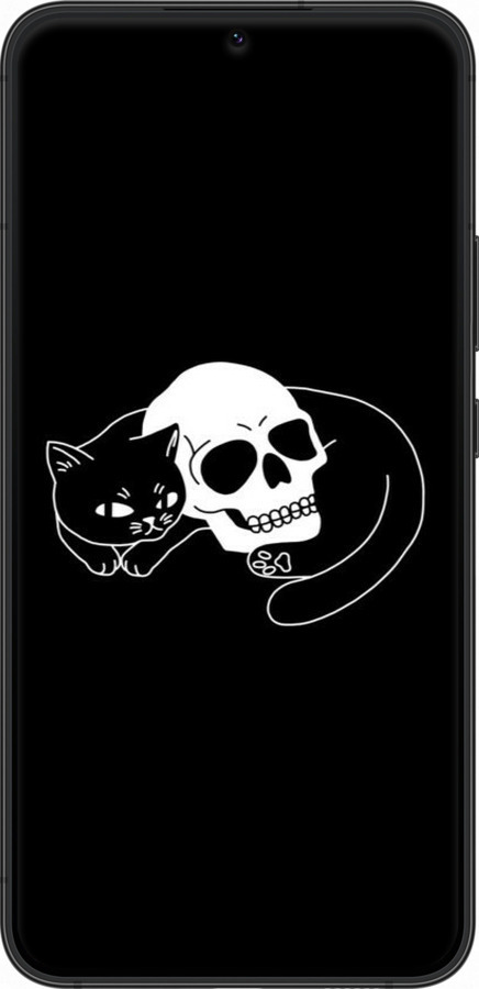 Силіконовий чехол Із зображенням кота та черепа для Samsung Galaxy S22 Plus - 6491u-2495 изображение 
