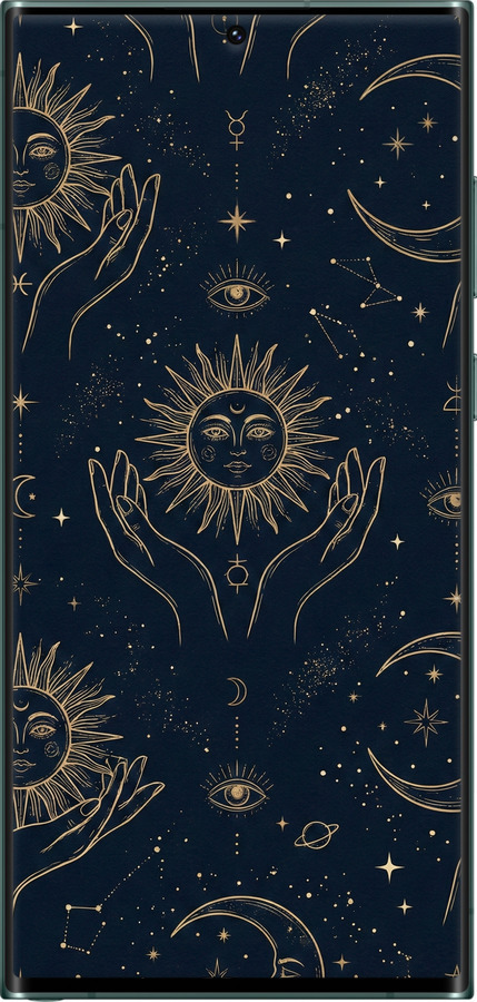 TPU чехол Celestial Harmony: Sun & Moon Gold Mystic Pattern для Samsung Galaxy S22 Ultra - 6778b-2500 изображение 