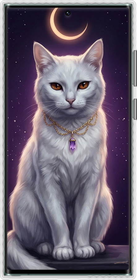 Чехол Bumper чехол Mystic White Cat Gothic Dark Purple Gold для Samsung Galaxy S22 Ultra - 6805pc-2500 изображение 