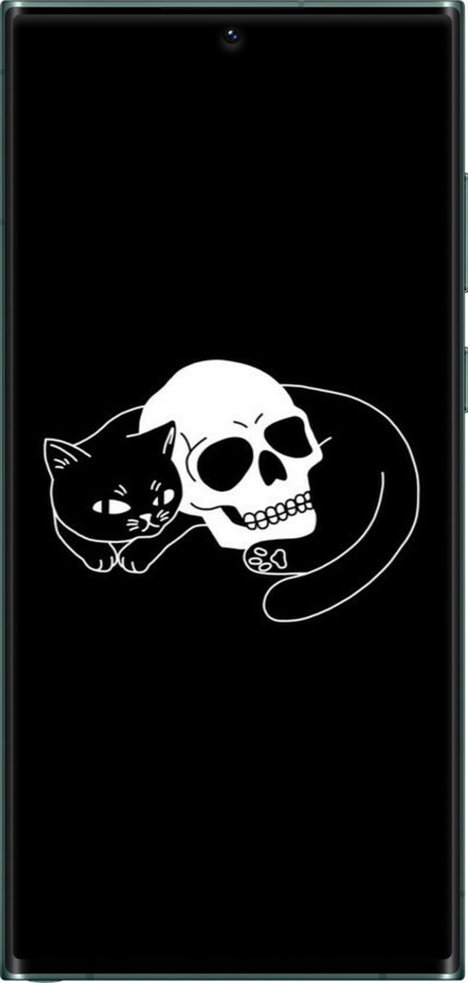 Силіконовий чехол Із зображенням кота та черепа для Samsung Galaxy S22 Ultra - 6491u-2500 изображение 