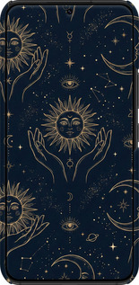 3D пластиковий матовий чехол Celestial Harmony: Sun & Moon Gold Mystic Pattern для Samsung Galaxy S22 - 6778m-2494 изображение 