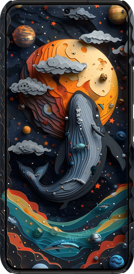 3D пластиковый матовый чехол Кит в космосе для Samsung Galaxy S22 - 6328m-2494 изображение 